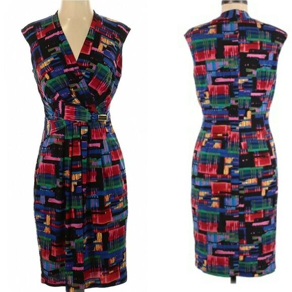 Ellen Tracy Sleeveless Sheath multi color Dress - Picture 1 of 11